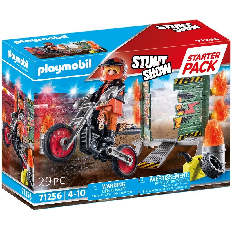 playmobil 71256 - Starter Pack Moto con pared de fuego