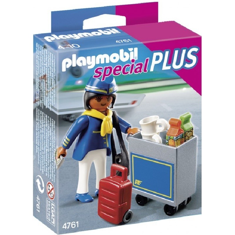 playmobil 4761 - Azafata de vuelo con carrito de servicio