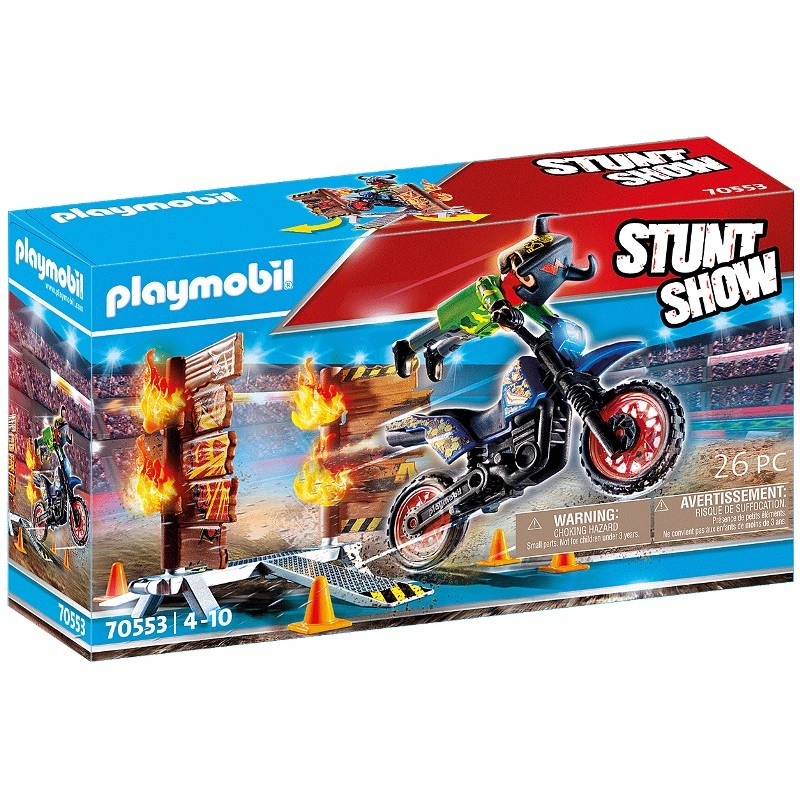playmobil 70553 - Stuntshow Moto con muro de fuego