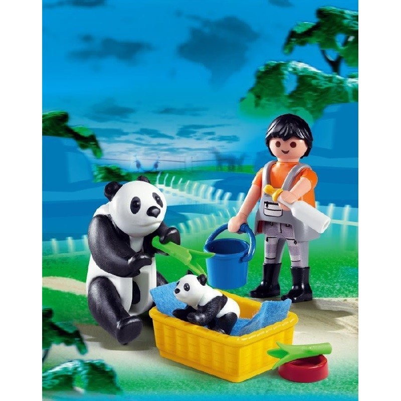 playmobil 4922 - Cuidador del Zoo con osos panda