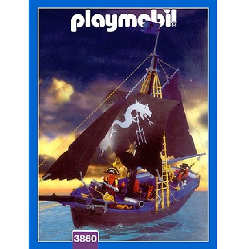 Playmobil 4444 piratas Boot barco vela rojo con ouer marco soporte clips