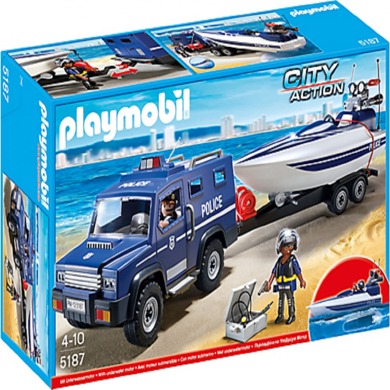 playmobil 5187 - Coche de Policía con Lancha