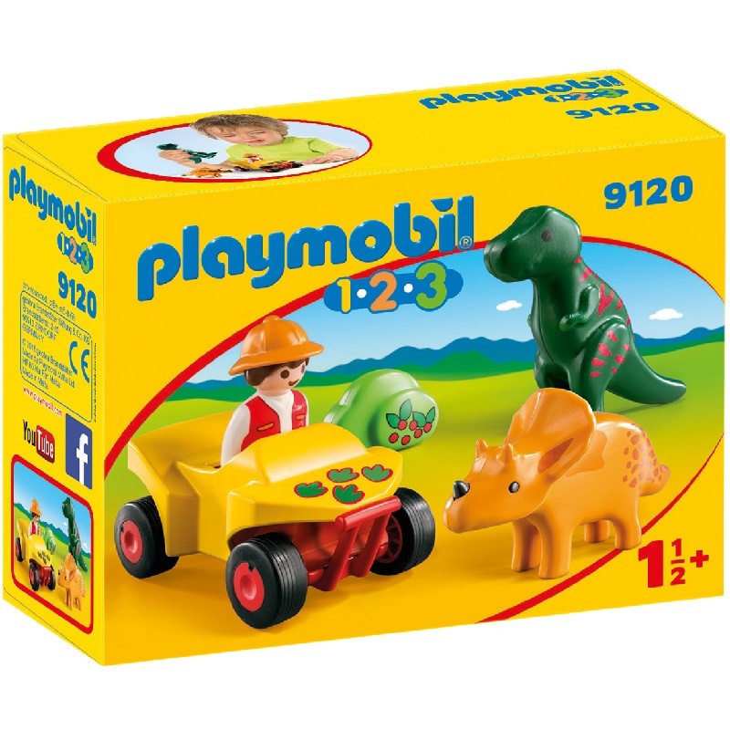 playmobil 9120 - 1.2.3 Quad con dos dinosaurios