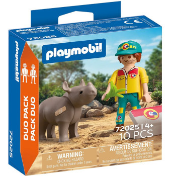 Playmobil 72025 Duo Pack Cuidador con rinoceronte