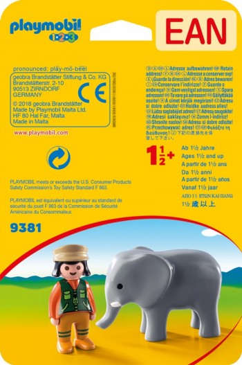 playmobil 9381 - 1.2.3 Cuidadora con Elefante