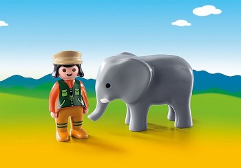 playmobil 9381 - 1.2.3 Cuidadora con Elefante