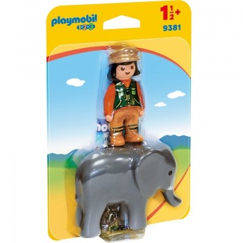Playmobil 9381 1.2.3 Cuidadora con Elefante
